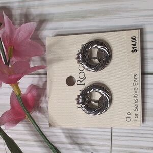 Silver Clip-On Earrings for Sensitive Ears By Kim Rogers NWT